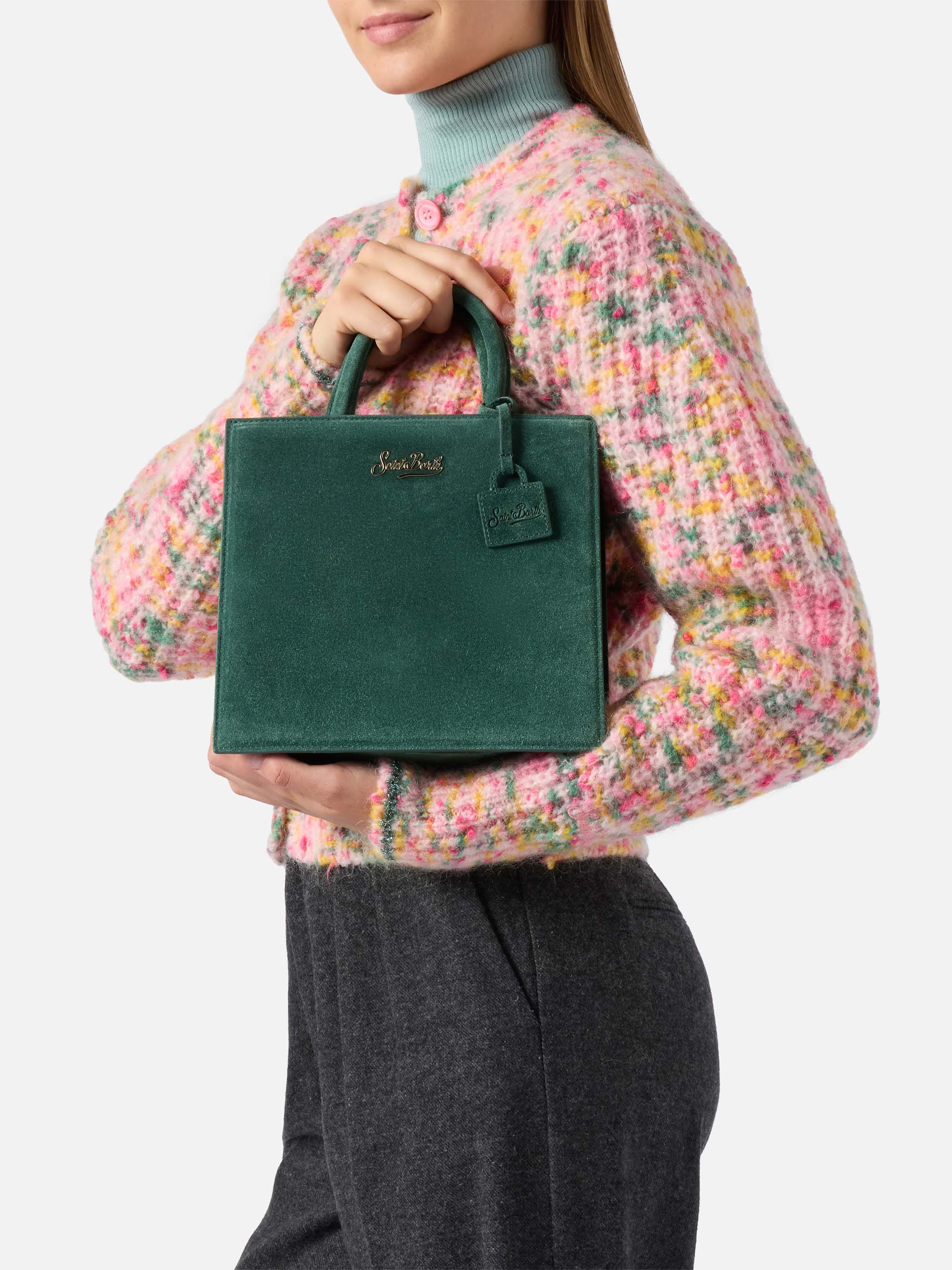 Shop Bag Midi green suede bag