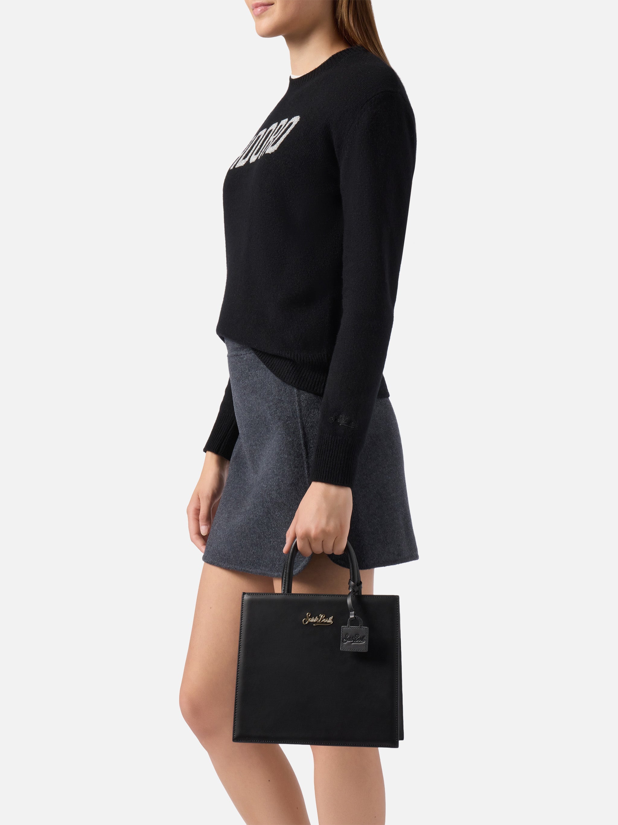 Shop Bag Midi black leather bag