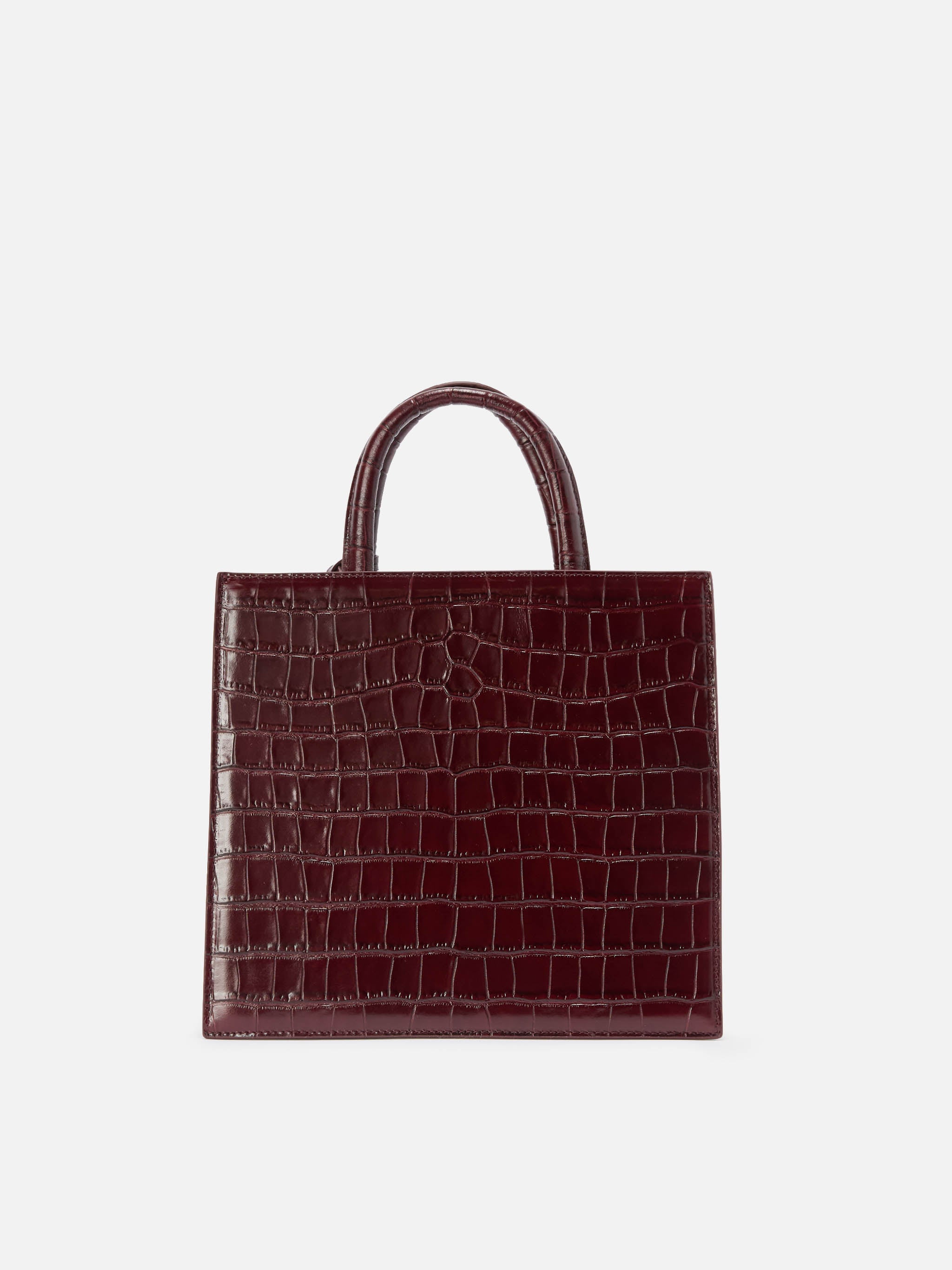 Shop Bag Midi burgundy crocodile print bag