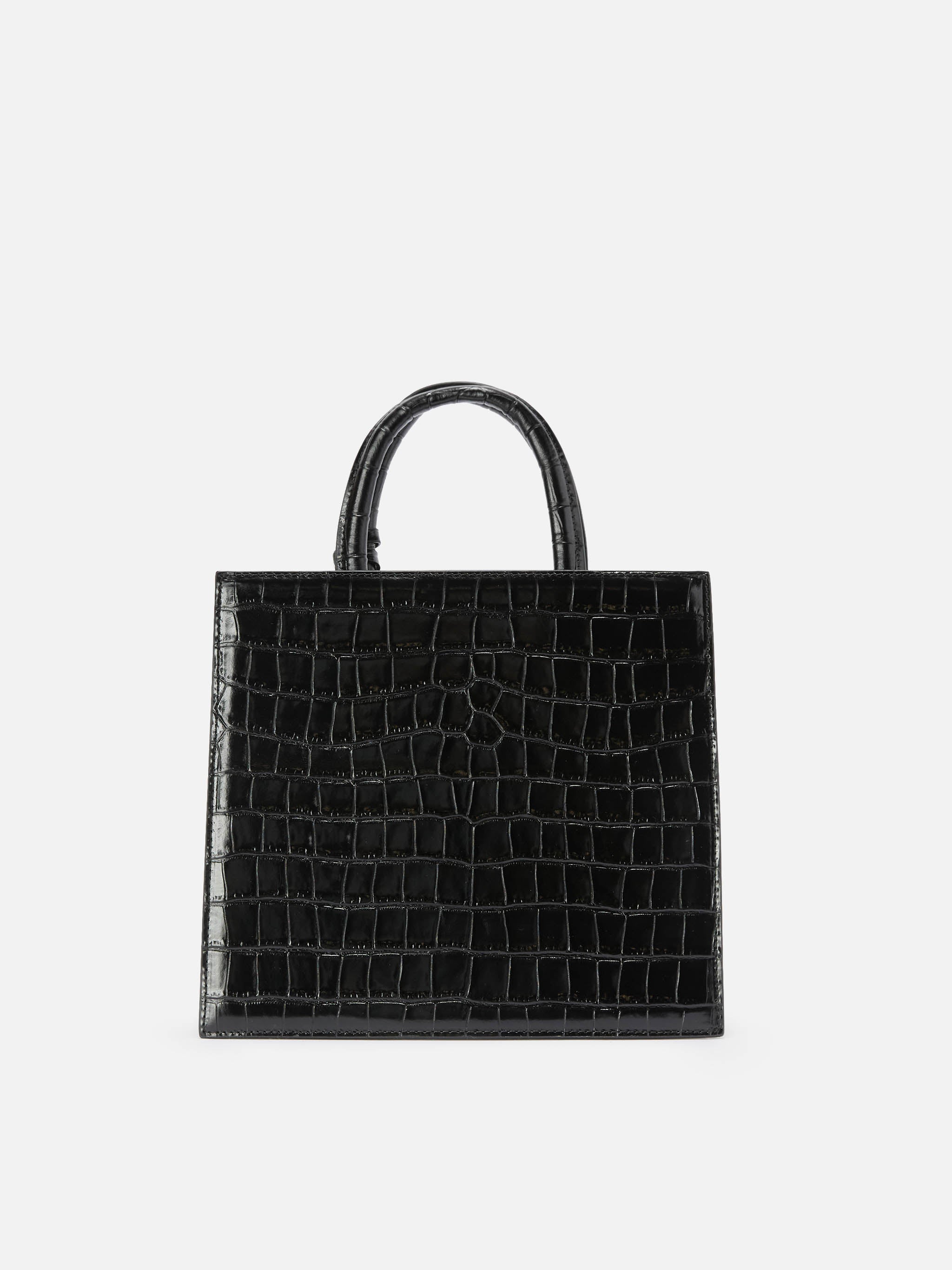 Shop Bag Midi black crocodile print bag