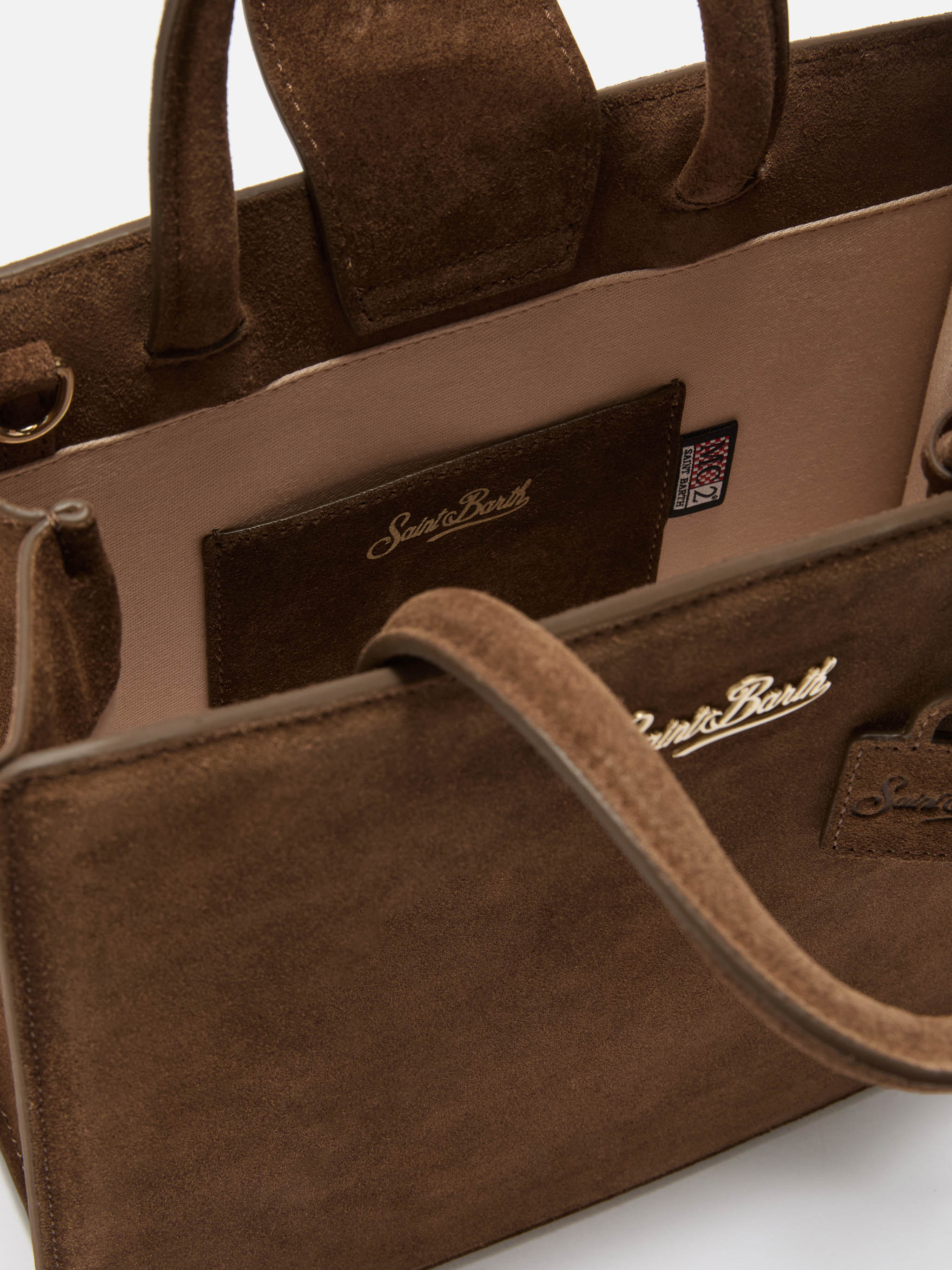 Shop Bag Midi Handbag in brown suede leather