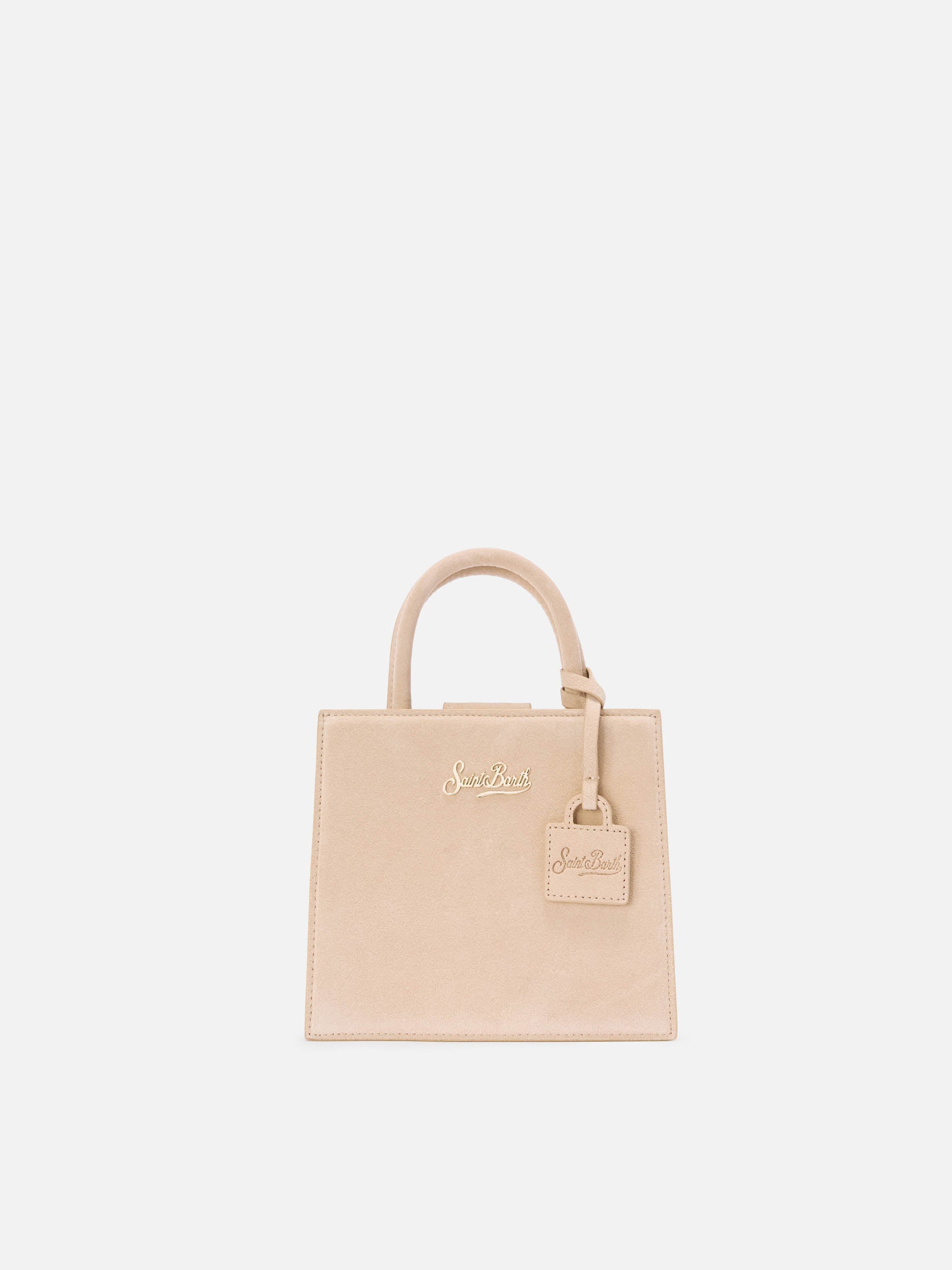 Shop Bag Mini beige suede bag