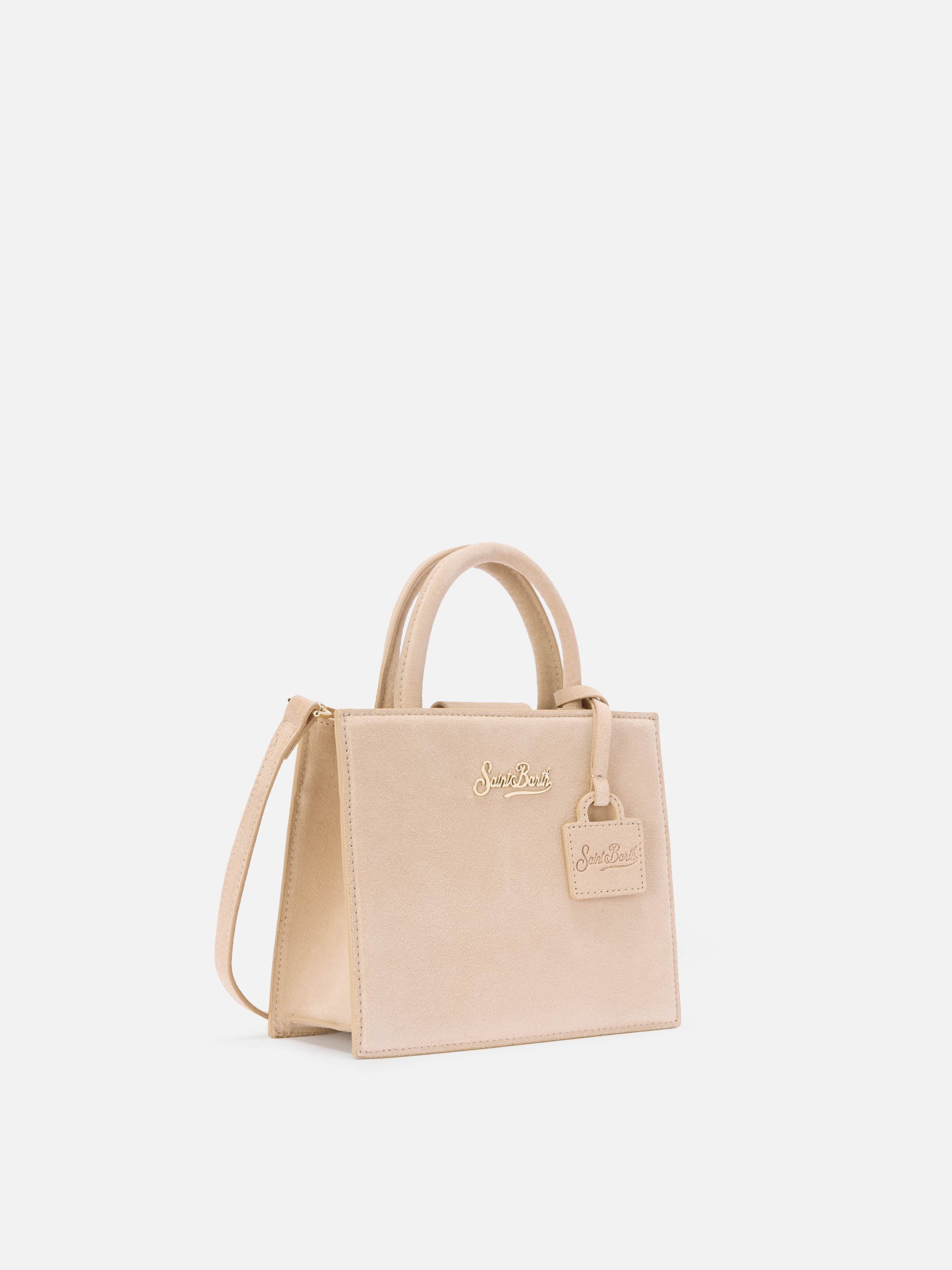 Shop Bag Mini beige suede bag