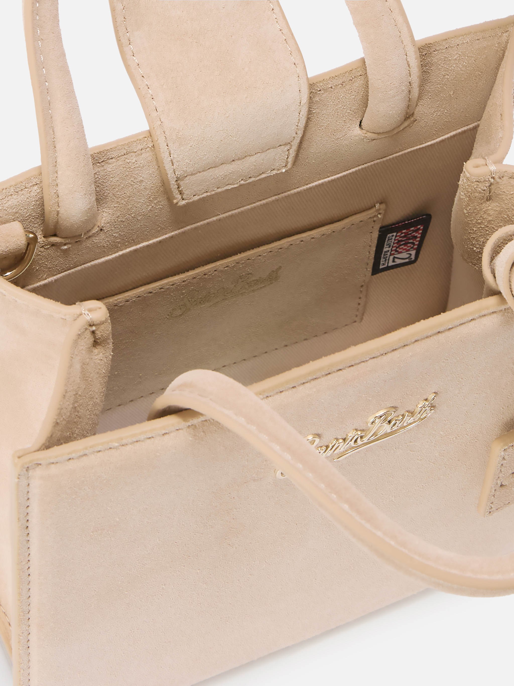 Shop Bag Mini beige suede bag