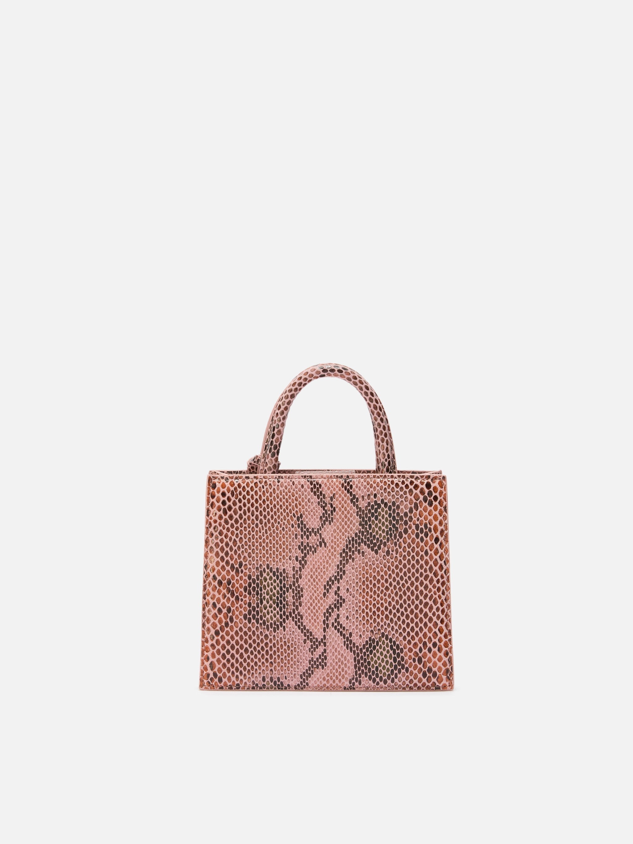 Shop Bag Mini pink python print bag