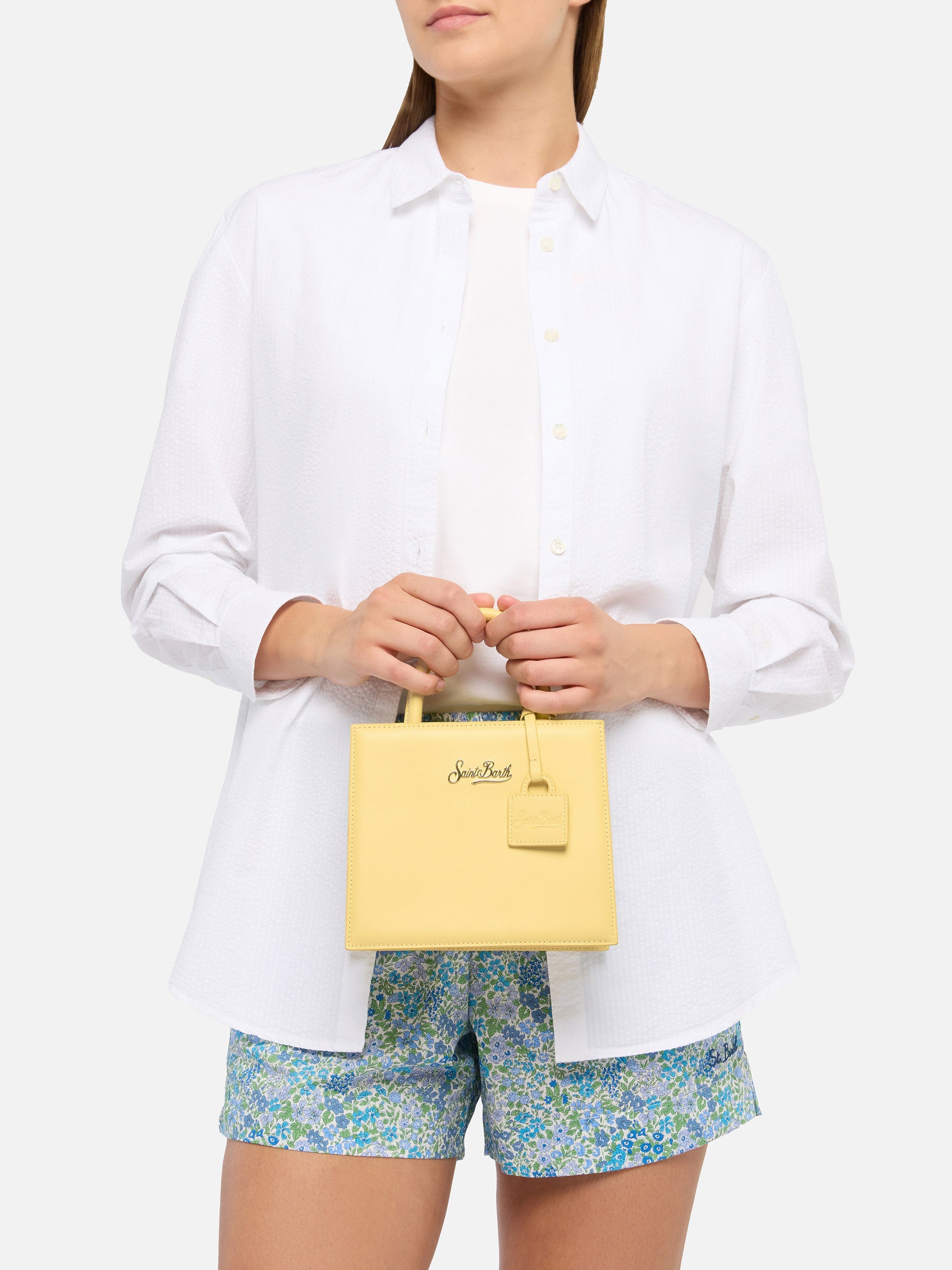 Shop Bag Mini in butter yellow leather