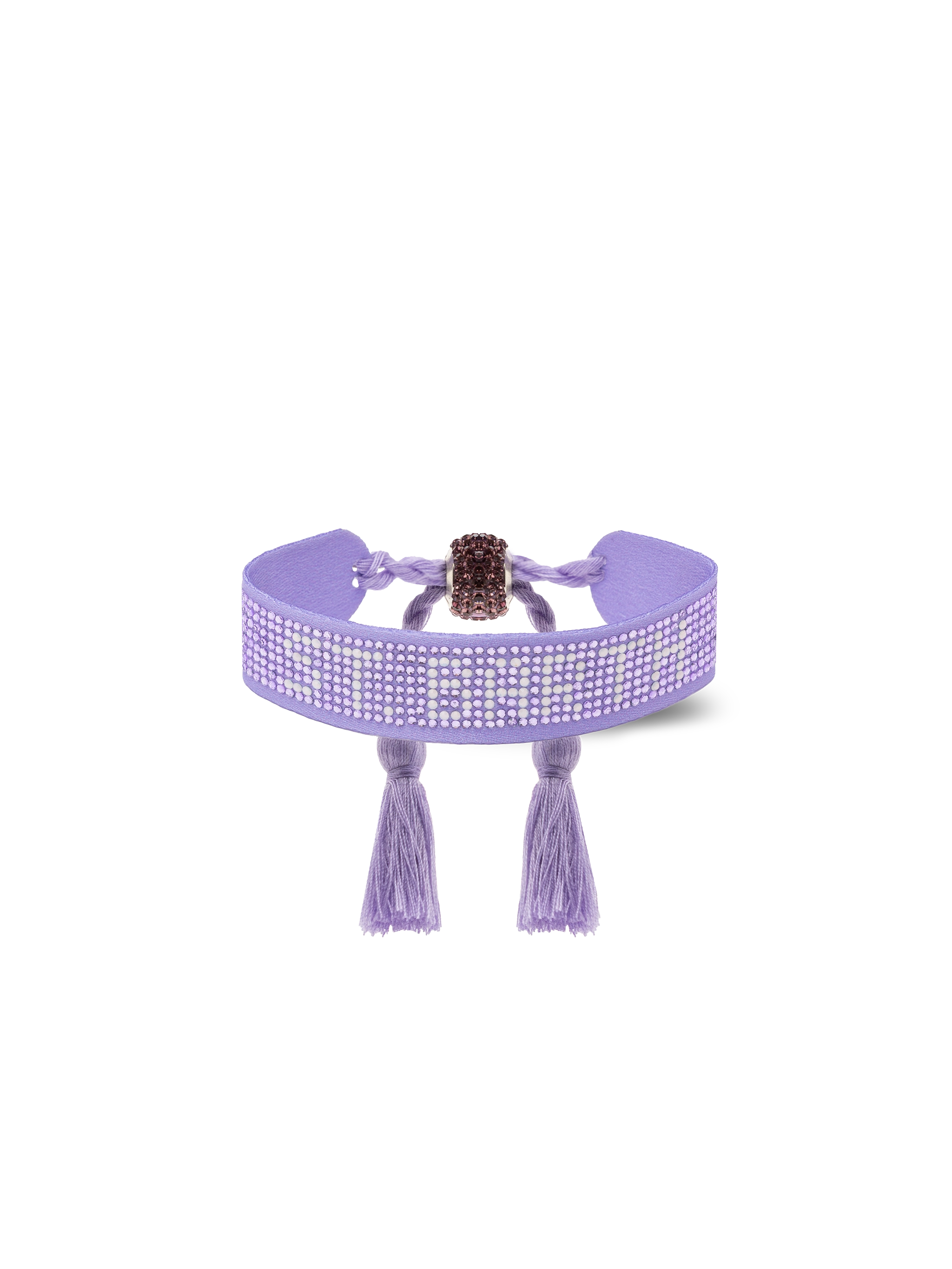 Lilac rhinestones bracelet with St. Barth lettering