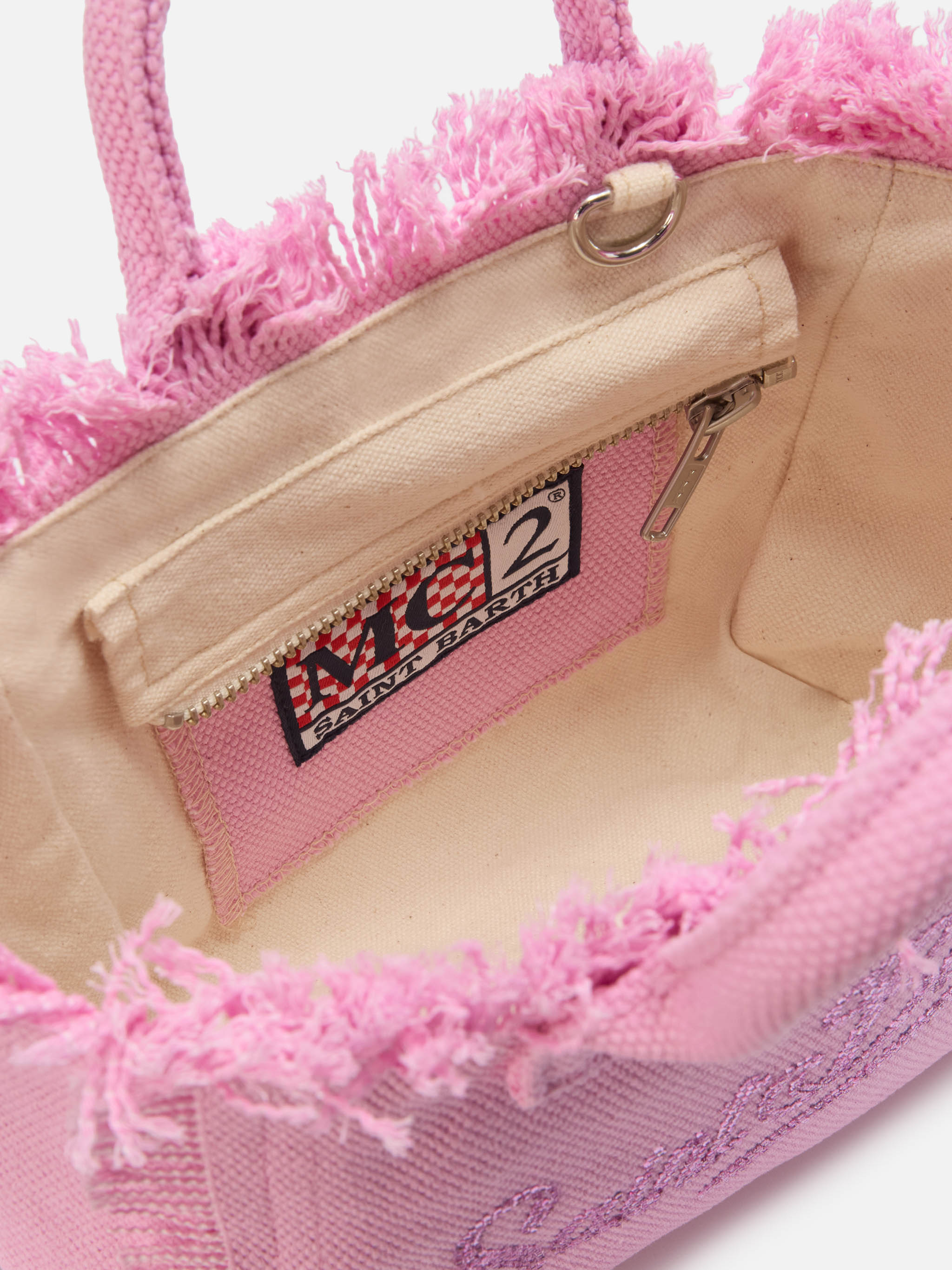 Pink canvas Vanity mini bag with rhinestone logo