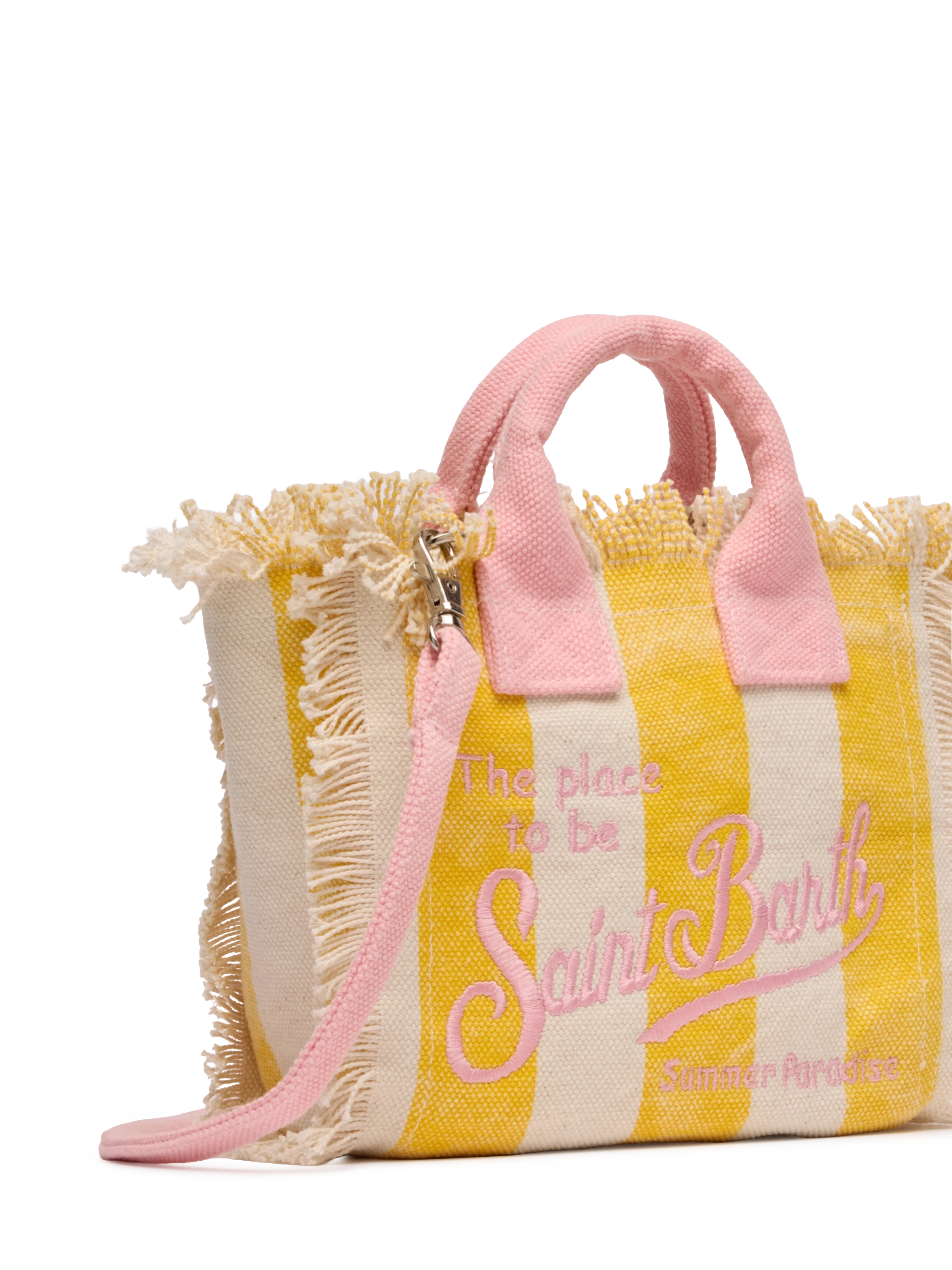Cotton canvas Mini Vanity bag with striped print