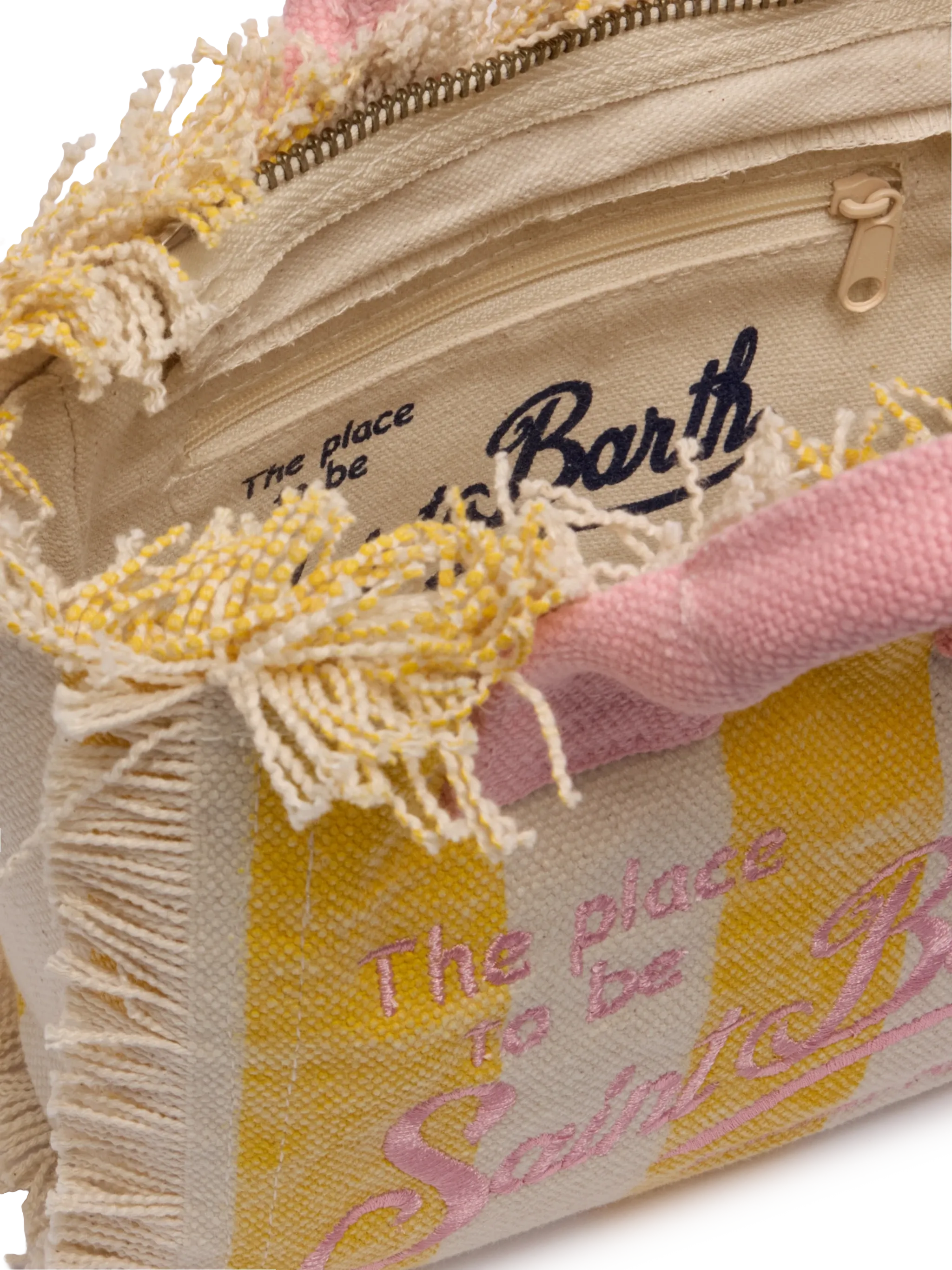 Cotton canvas Mini Vanity bag with striped print