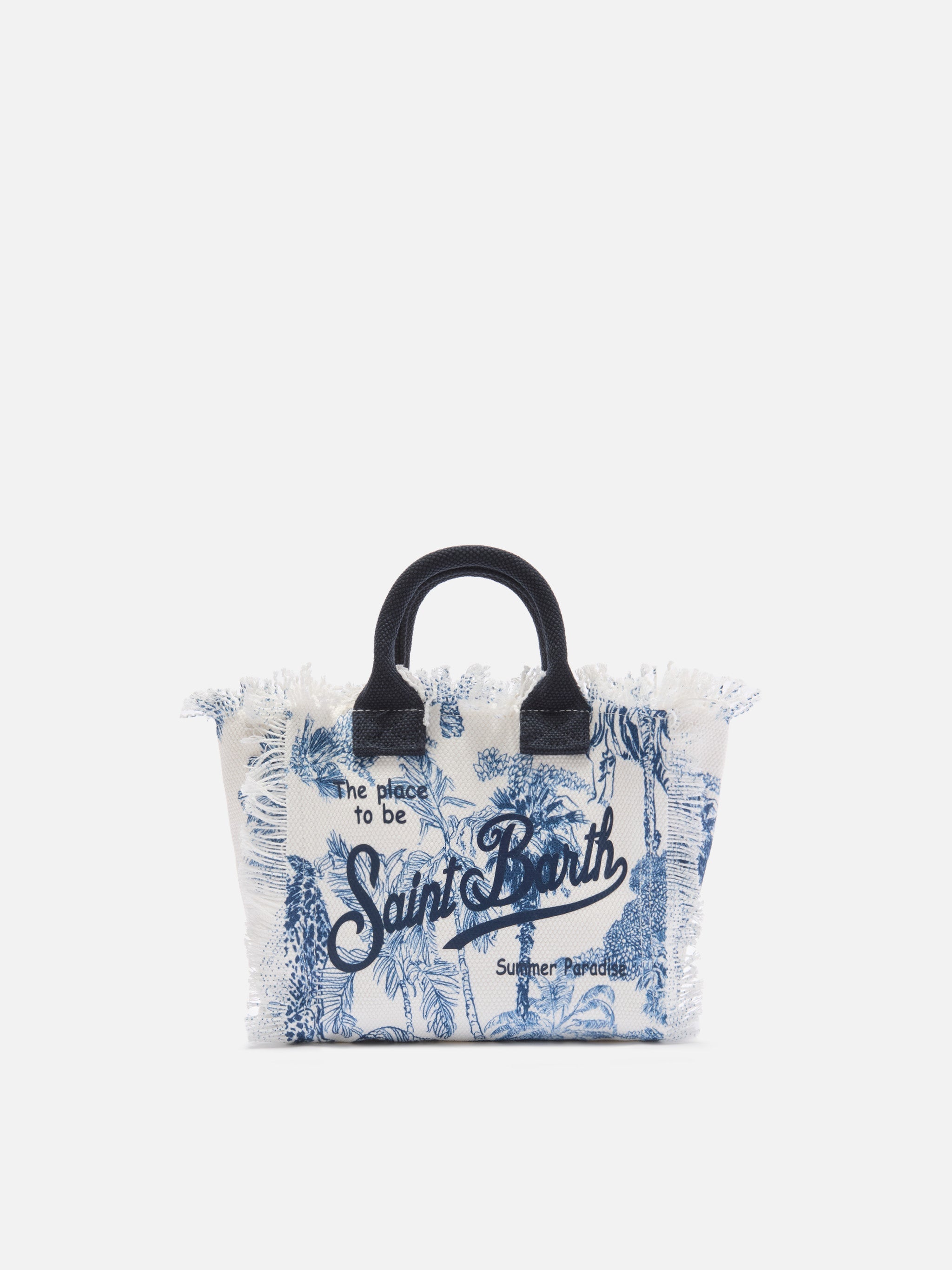 Canvas Vanity mini bag with blue toile de Jouy print