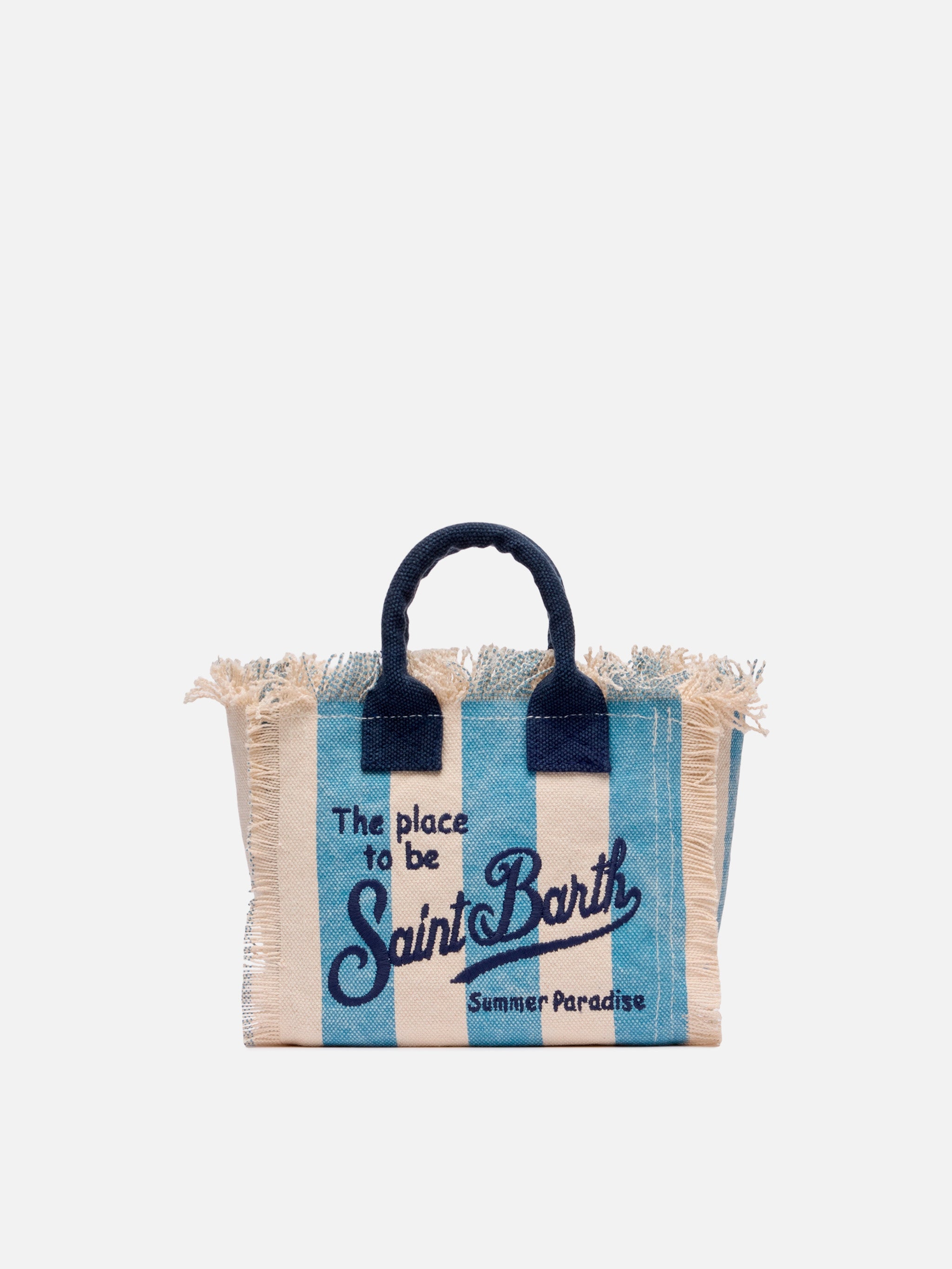 Cotton canvas Mini Vanity bag with striped print