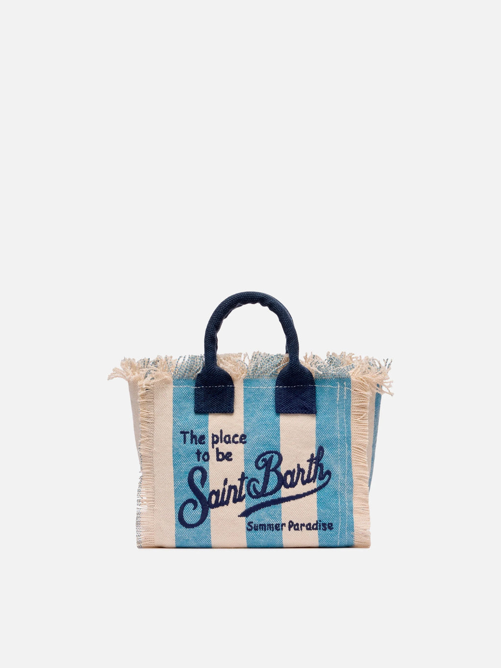 Cotton canvas Mini Vanity bag with striped print
