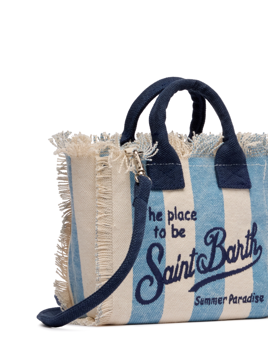 Cotton canvas Mini Vanity bag with striped print
