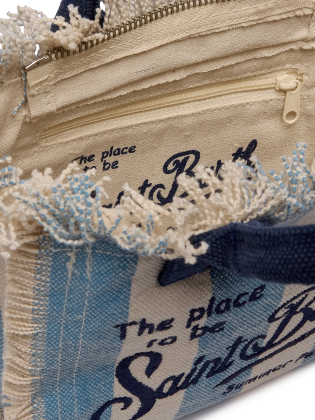 Cotton canvas Mini Vanity bag with striped print