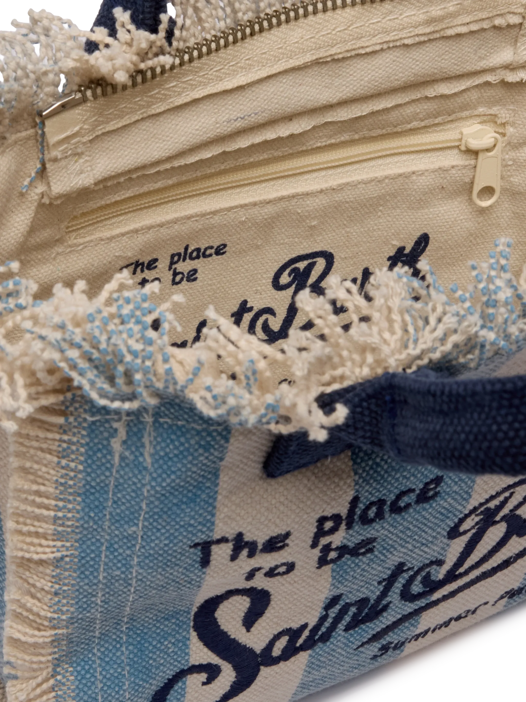 Cotton canvas Mini Vanity bag with striped print