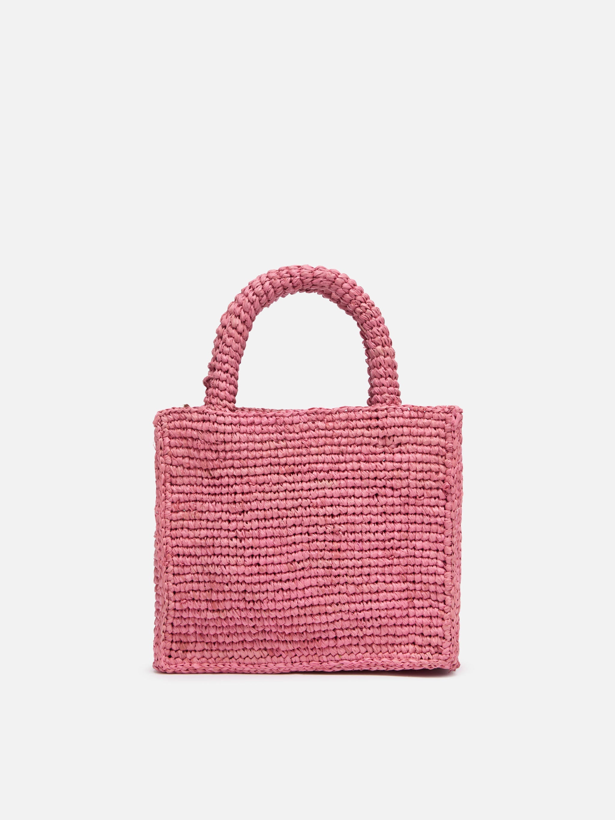 Pink Mini Vanity Raffia bag with Saint Barth embroidery