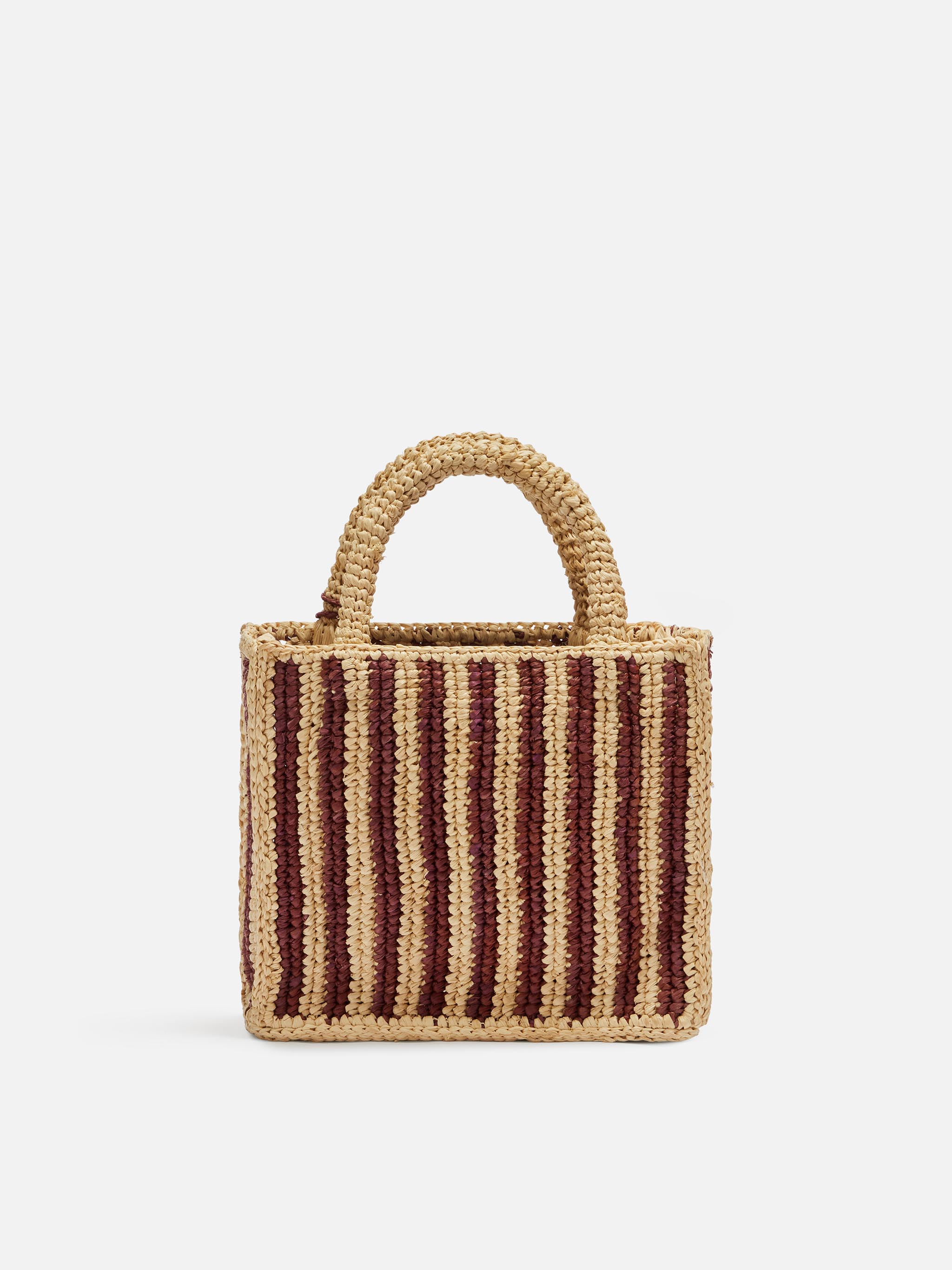 Mini Vanity Raffia bag with striped print