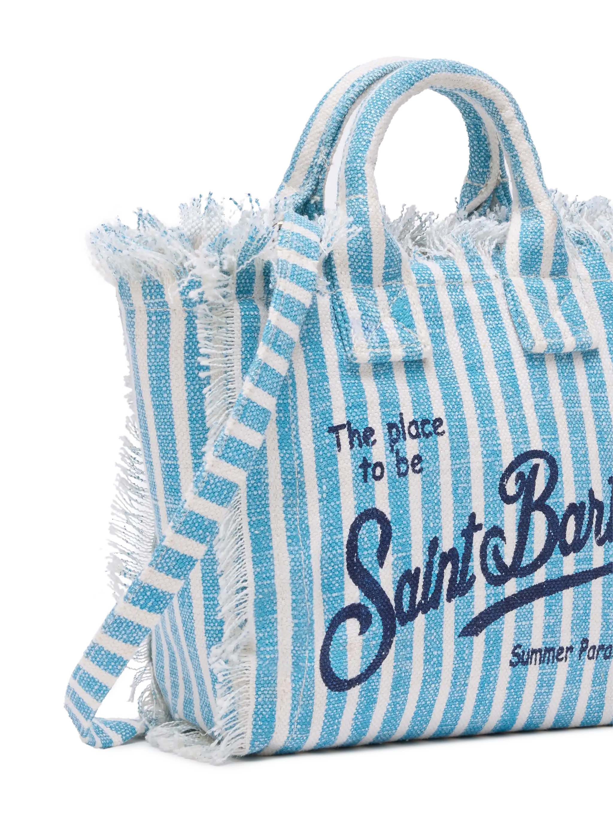 Mini Vanity bag with striped print in 100% LINEN