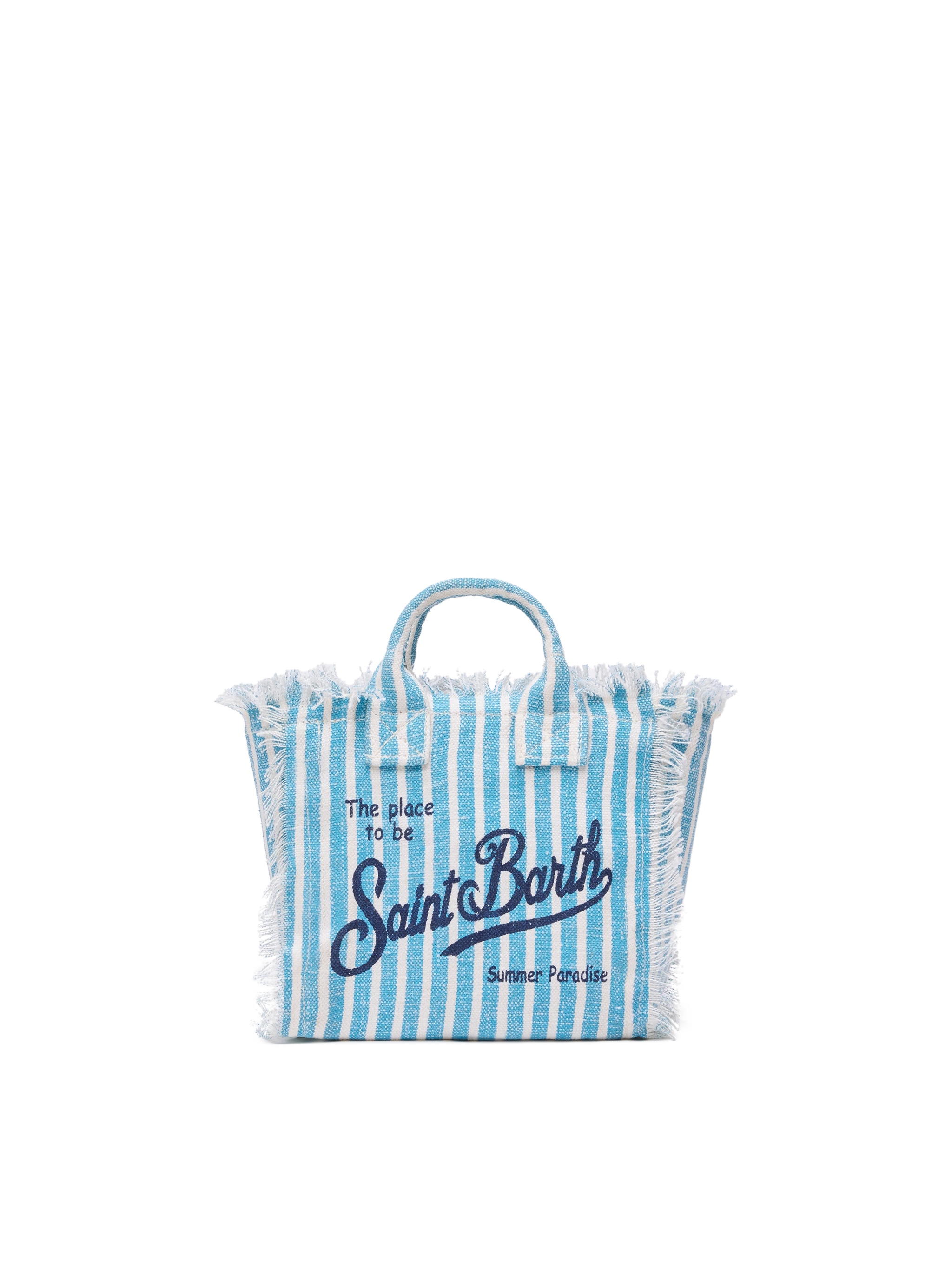Mini Vanity bag with striped print in 100% LINEN