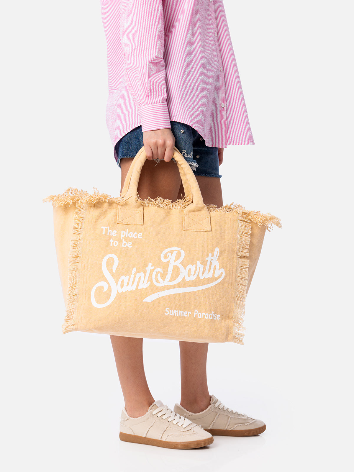 Beige cotton canvas Vanity tote bag