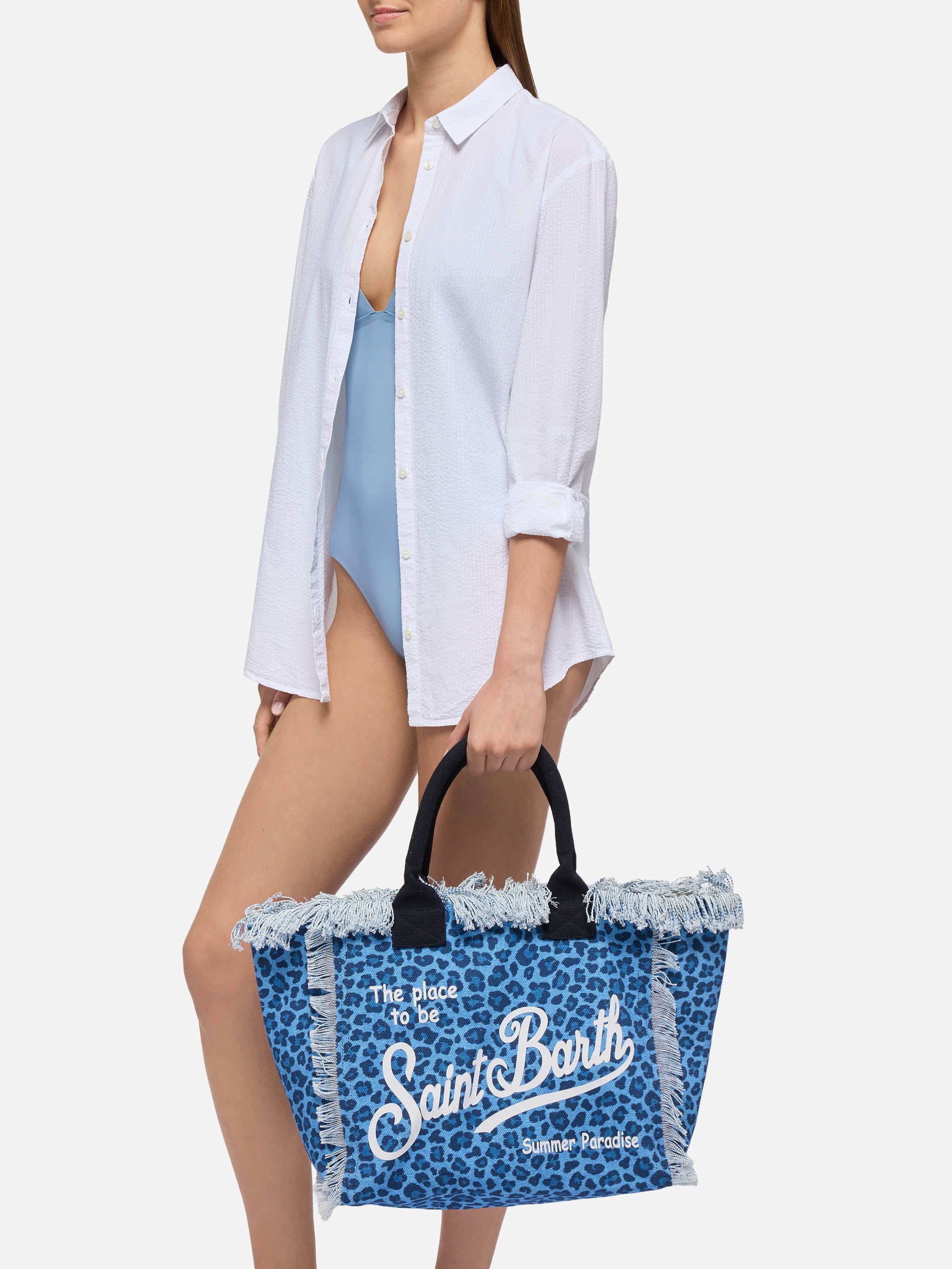 Cotton canvas Vanity tote bag with animalier print