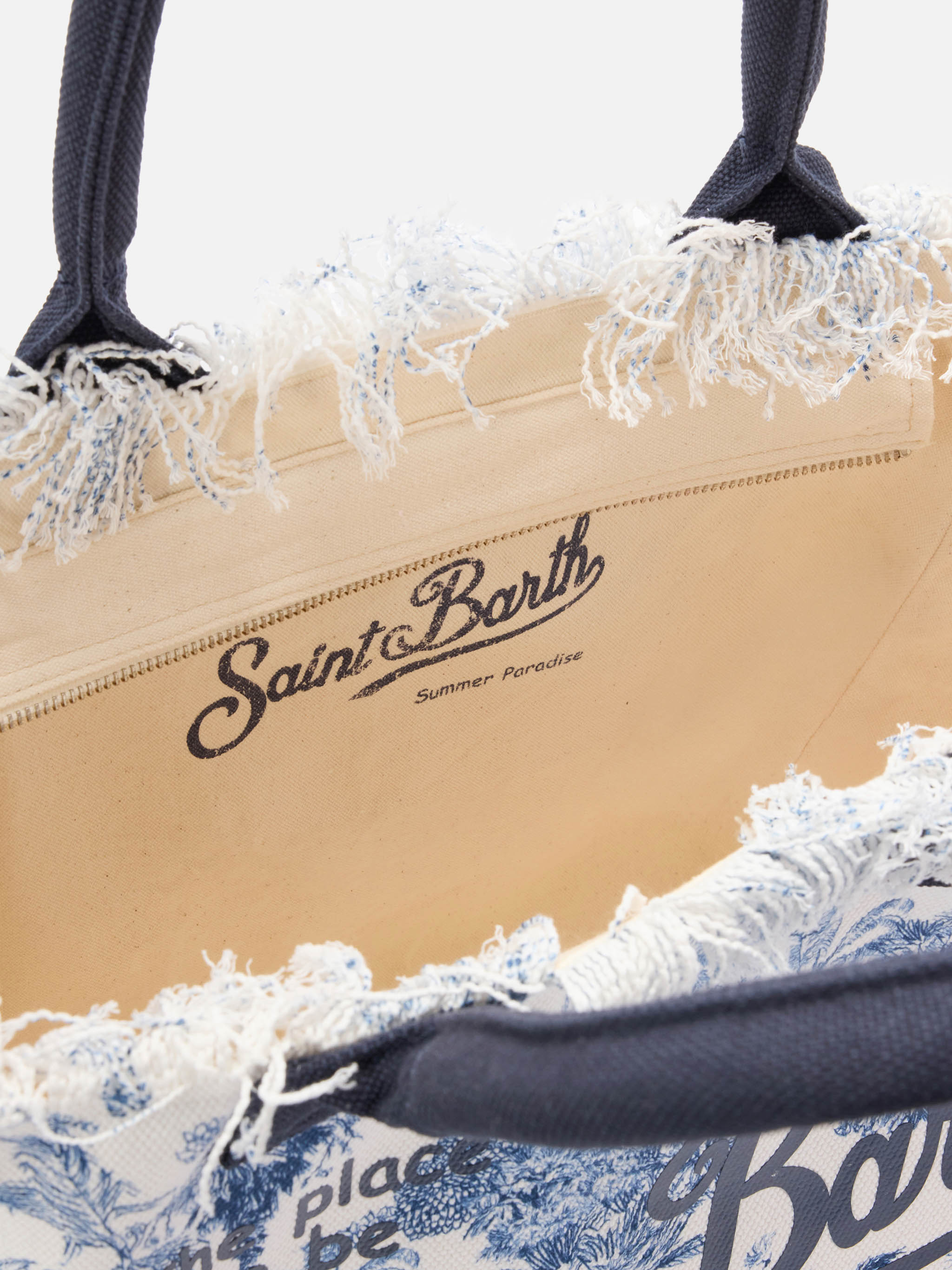 Regular Vanity canvas bag with blue toile de Jouy print