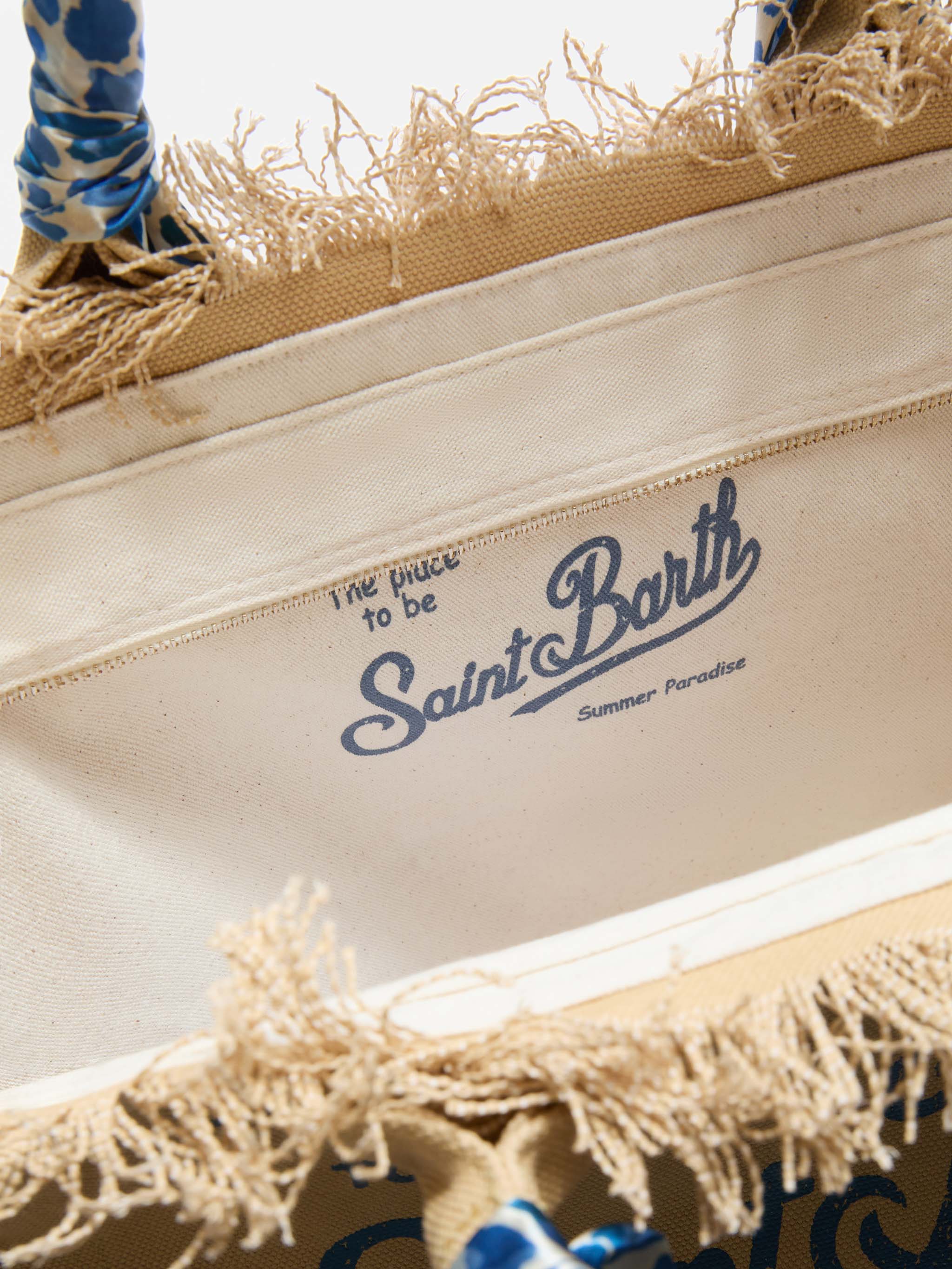 Beige Canvas Vanity regular bag with removable twill
