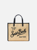 Vivian medium raffia effect bag with black embroidered logo